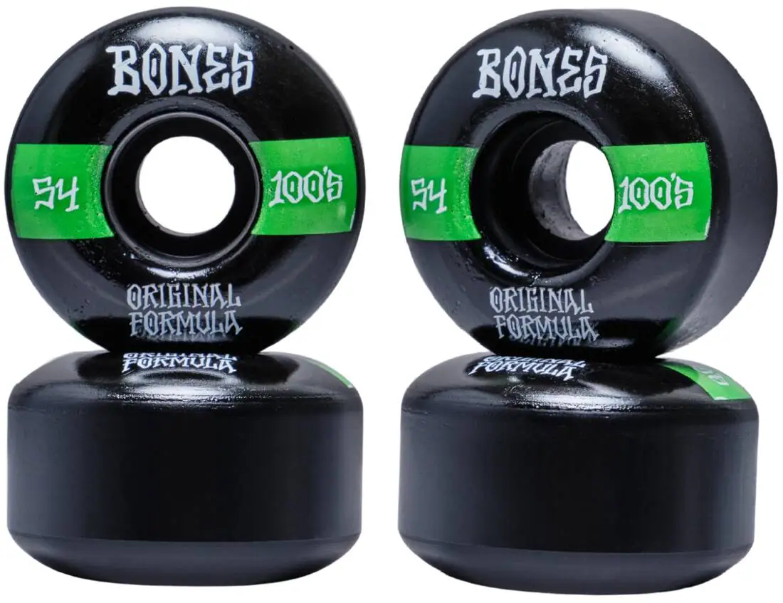 Bones 100's V4 Wide Skateboard Wheels 4-Pack 3 Bones 100's V4 Wide Skateboard Wheels 4-Pack